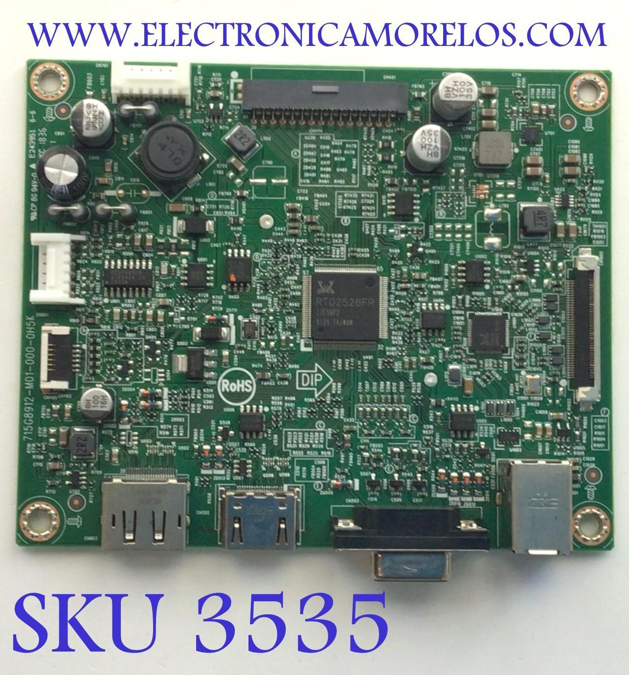 MAIN PARA MONITOR HP / NUMERO DE PARTE GQHCB0HP009 / 715G8912-M01-000-0H5K / NUMERO DE PANEL LM215WF9 (SS)(A1) / MODELO E2223SWA